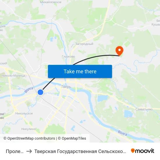Пролетарка to Тверская Государственная Сельскохозяйственная Академия map