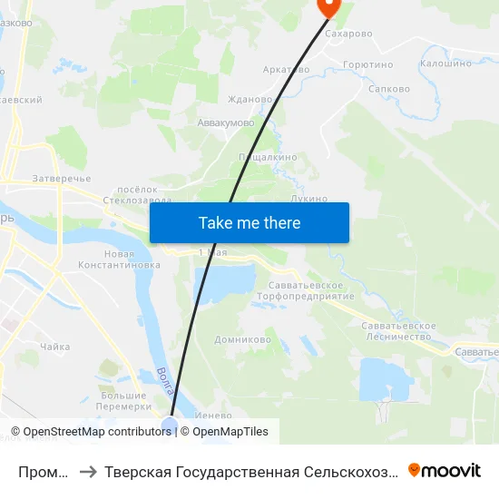 Промопост to Тверская Государственная Сельскохозяйственная Академия map