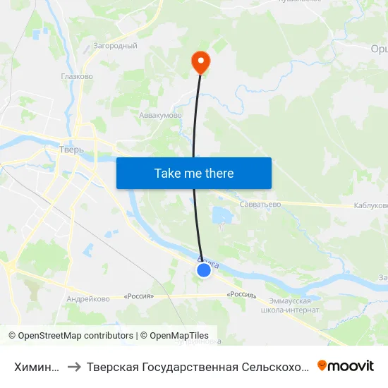 Химинститут to Тверская Государственная Сельскохозяйственная Академия map