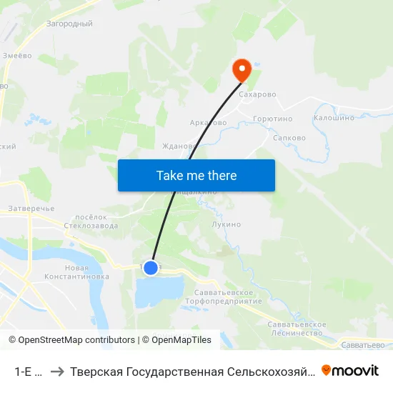 1-Е Мая to Тверская Государственная Сельскохозяйственная Академия map