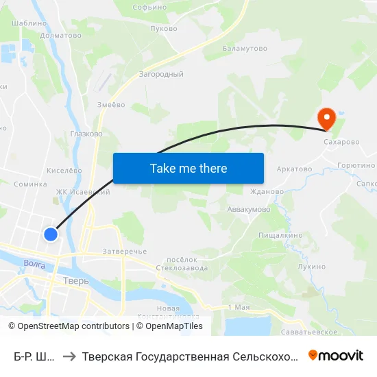 Б-Р. Шмидта to Тверская Государственная Сельскохозяйственная Академия map