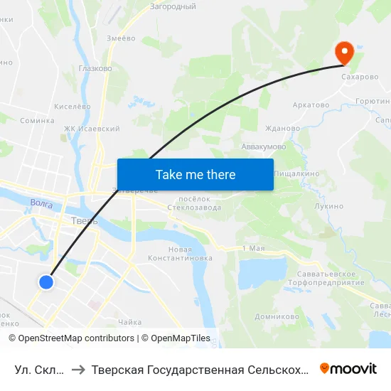Ул. Склизкова to Тверская Государственная Сельскохозяйственная Академия map