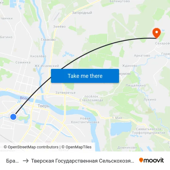 Брагина to Тверская Государственная Сельскохозяйственная Академия map