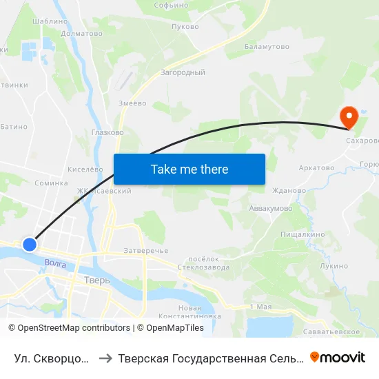 Ул. Скворцова- Степанова to Тверская Государственная Сельскохозяйственная Академия map