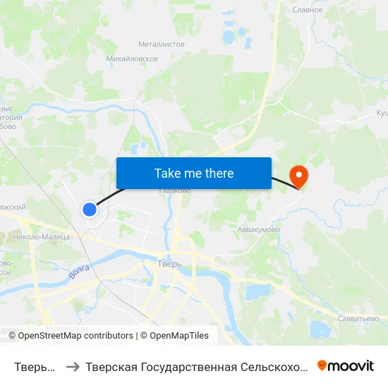 Тверьоблгаз to Тверская Государственная Сельскохозяйственная Академия map
