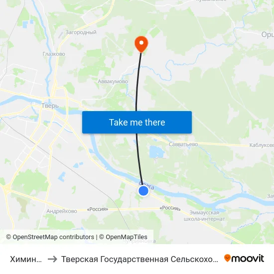 Химинститут to Тверская Государственная Сельскохозяйственная Академия map
