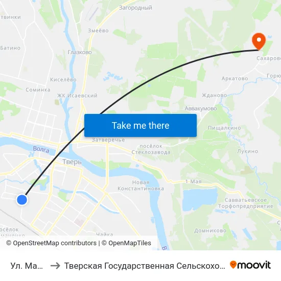 Ул. Макарова to Тверская Государственная Сельскохозяйственная Академия map