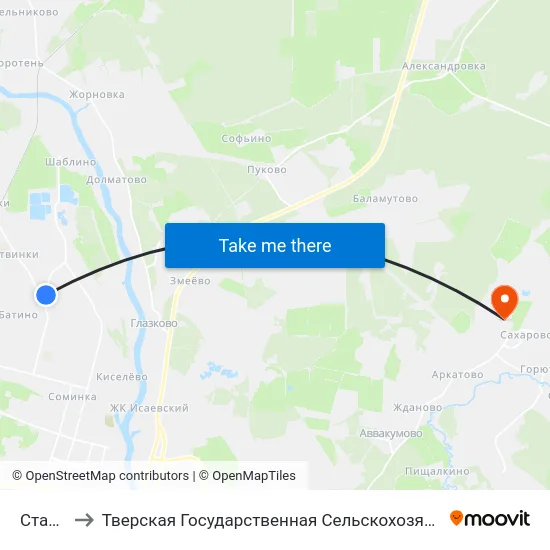 Станция to Тверская Государственная Сельскохозяйственная Академия map