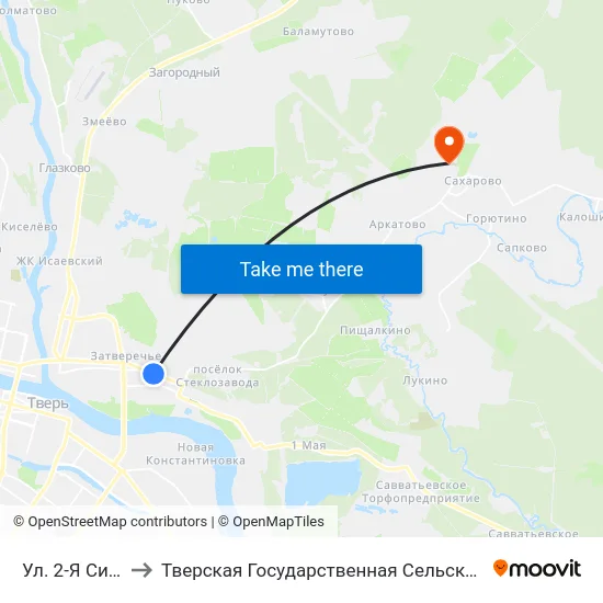 Ул. 2-Я Силикатная to Тверская Государственная Сельскохозяйственная Академия map