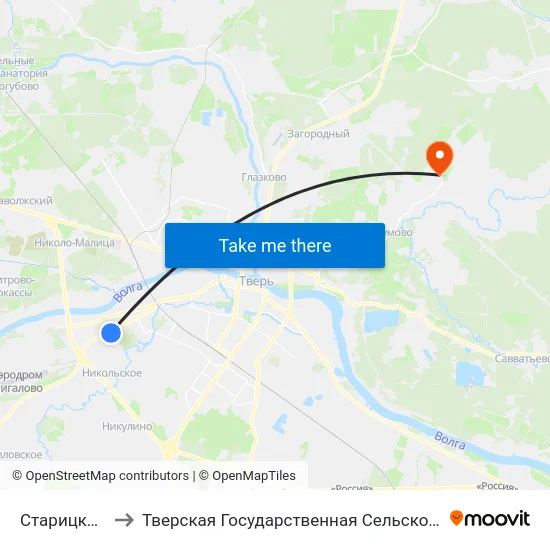 Старицкое Шоссе to Тверская Государственная Сельскохозяйственная Академия map