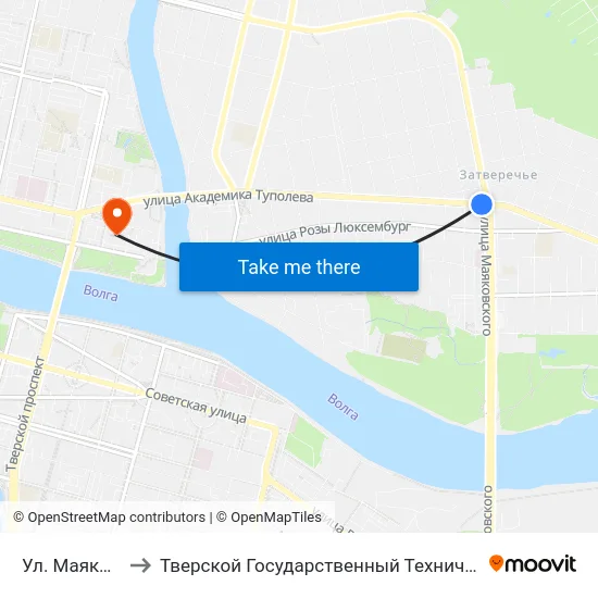 Ул. Маяковского to Тверской Государственный Технический Университет map