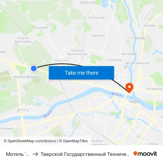 Мотель 'Тверь' to Тверской Государственный Технический Университет map