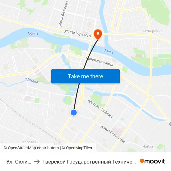 Ул. Склизкова to Тверской Государственный Технический Университет map