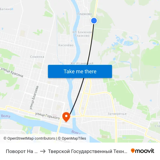 Поворот На Глазково to Тверской Государственный Технический Университет map