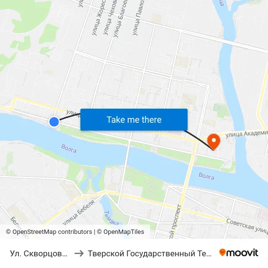 Ул. Скворцова-Степанова to Тверской Государственный Технический Университет map