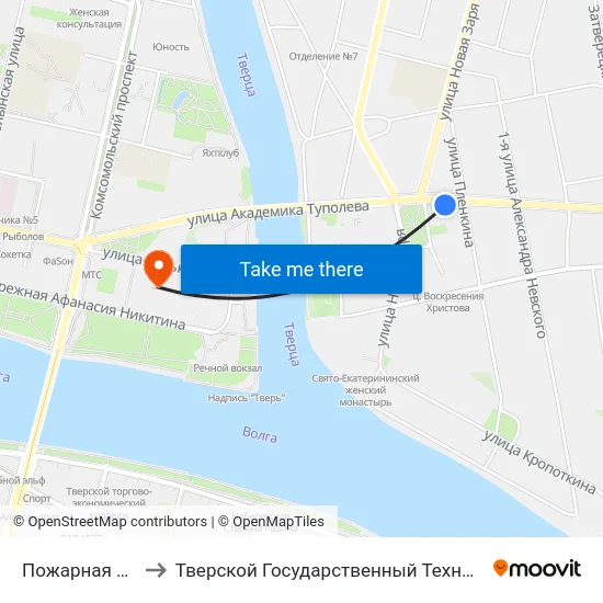 Пожарная Площадь to Тверской Государственный Технический Университет map
