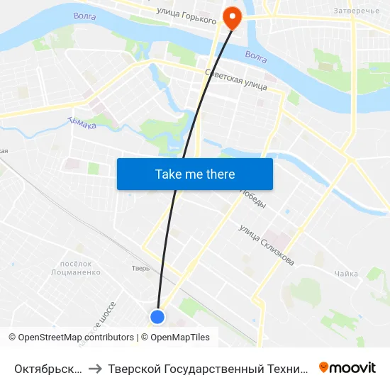 Октябрьский Пр-Т to Тверской Государственный Технический Университет map