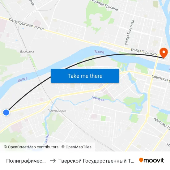 Полиграфический Комбинат to Тверской Государственный Технический Университет map