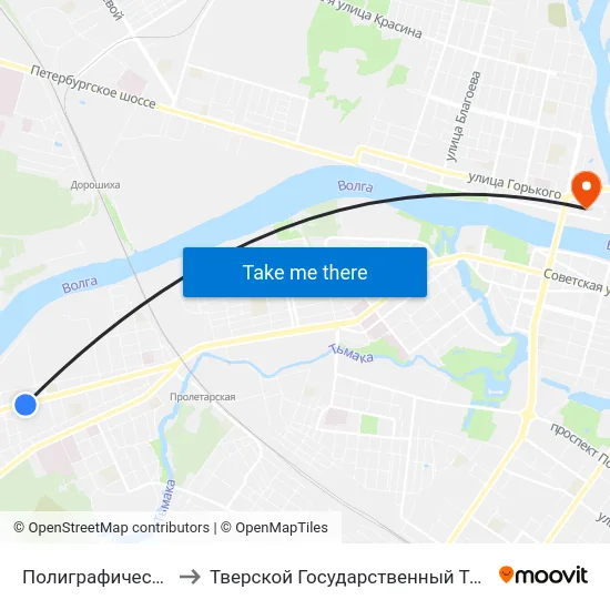 Полиграфический Комбинат to Тверской Государственный Технический Университет map