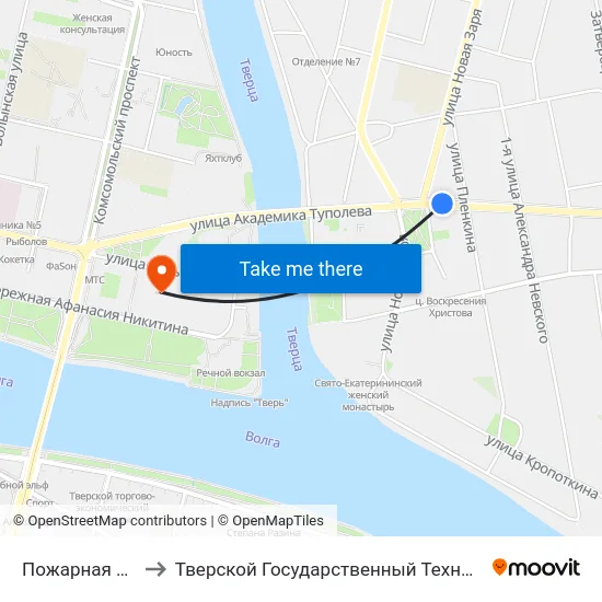 Пожарная Площадь to Тверской Государственный Технический Университет map