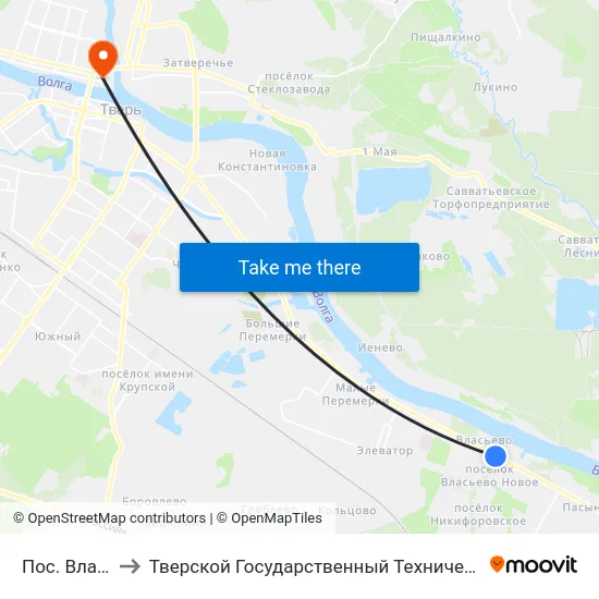 Пос. Власьево to Тверской Государственный Технический Университет map