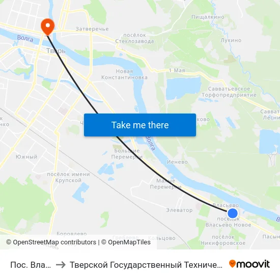 Пос. Власьево to Тверской Государственный Технический Университет map