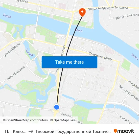Пл. Капошвара to Тверской Государственный Технический Университет map