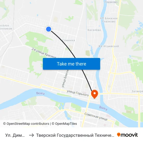 Ул. Димитрова to Тверской Государственный Технический Университет map