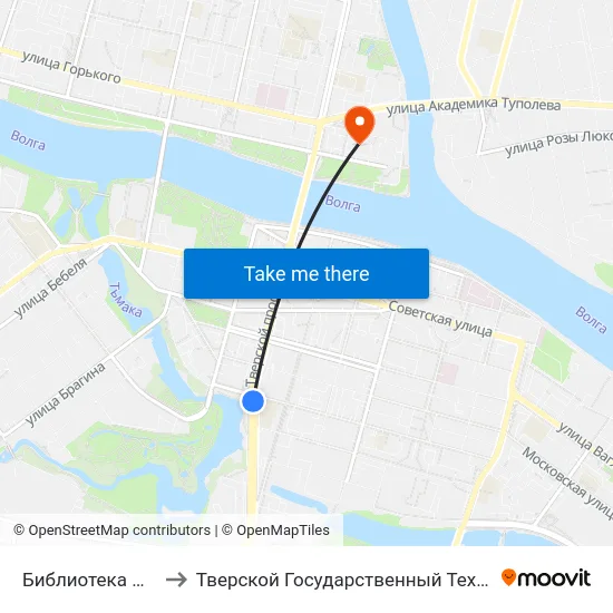 Библиотека Им. Герцена to Тверской Государственный Технический Университет map