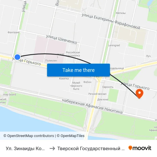 Ул. Зинаиды Конноплянниковой to Тверской Государственный Технический Университет map