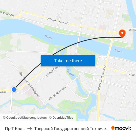 Пр-Т Калинина to Тверской Государственный Технический Университет map