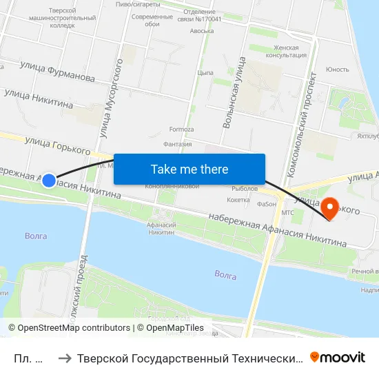 Пл. Мира to Тверской Государственный Технический Университет map