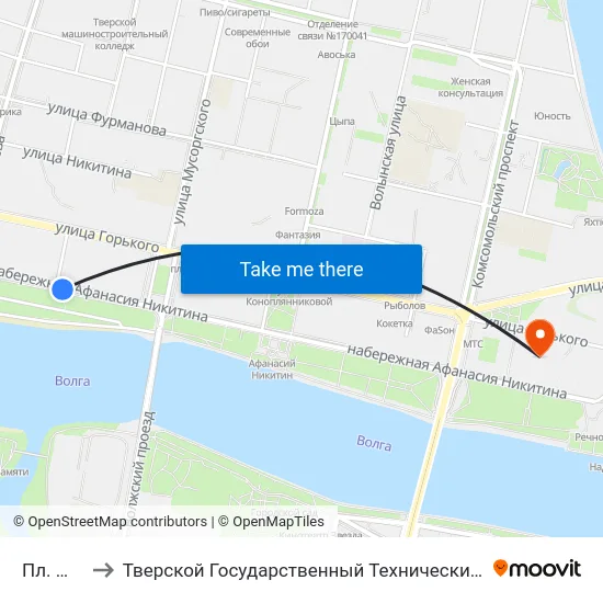 Пл. Мира to Тверской Государственный Технический Университет map