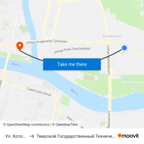 Ул. Котовского to Тверской Государственный Технический Университет map