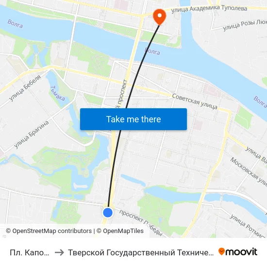 Пл. Капошвара to Тверской Государственный Технический Университет map