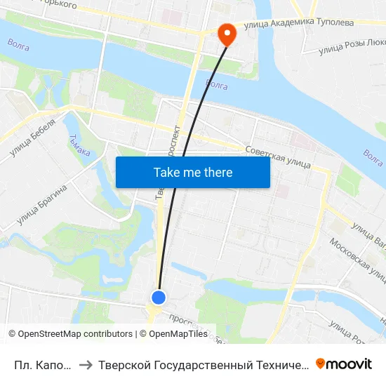 Пл. Капошвара to Тверской Государственный Технический Университет map