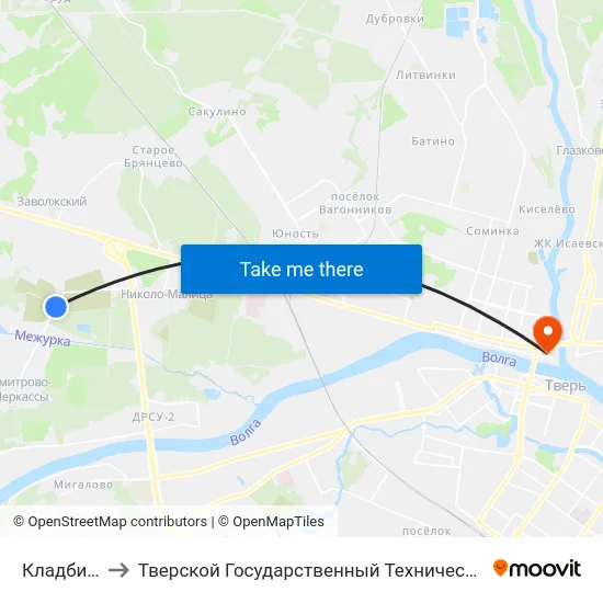 Кладбище-2 to Тверской Государственный Технический Университет map