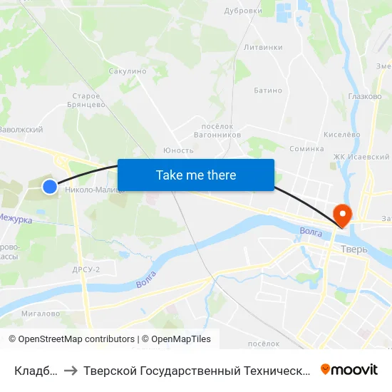 Кладбище to Тверской Государственный Технический Университет map