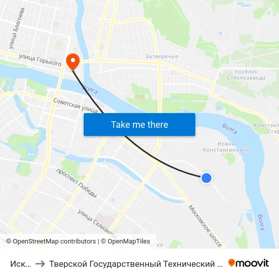 Искож to Тверской Государственный Технический Университет map