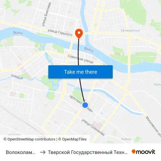 Волоколамский Пр-Т to Тверской Государственный Технический Университет map