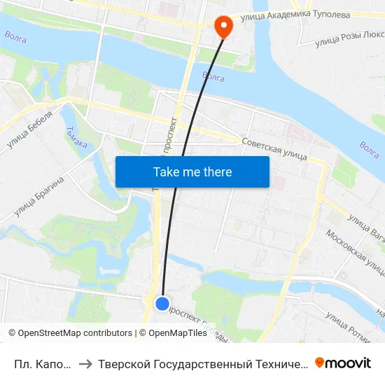 Пл. Капошвара to Тверской Государственный Технический Университет map