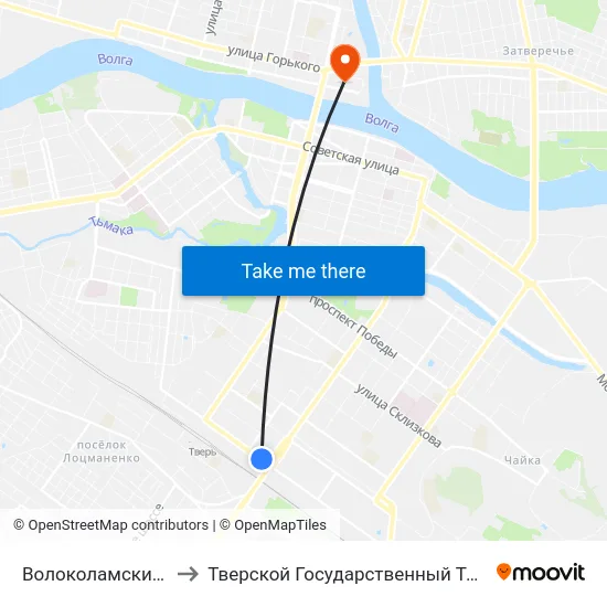 Волоколамский Путепровод to Тверской Государственный Технический Университет map