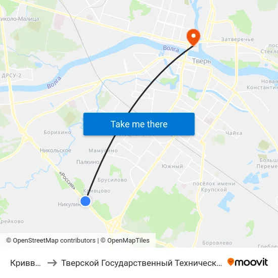 Криввцово to Тверской Государственный Технический Университет map