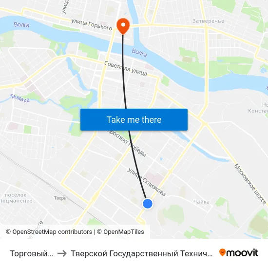 Торговый Центр to Тверской Государственный Технический Университет map