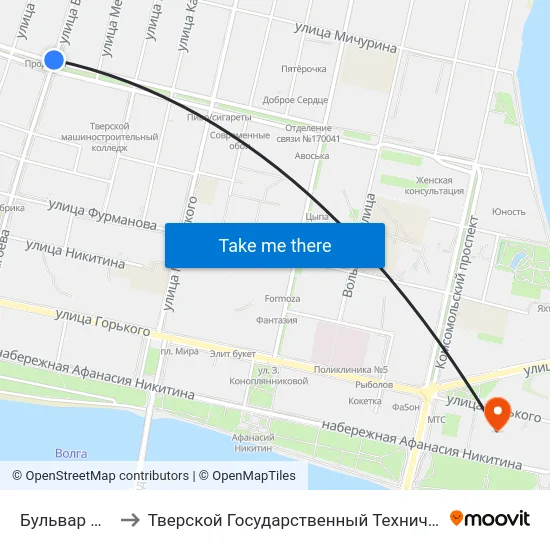 Бульвар Шмидта to Тверской Государственный Технический Университет map