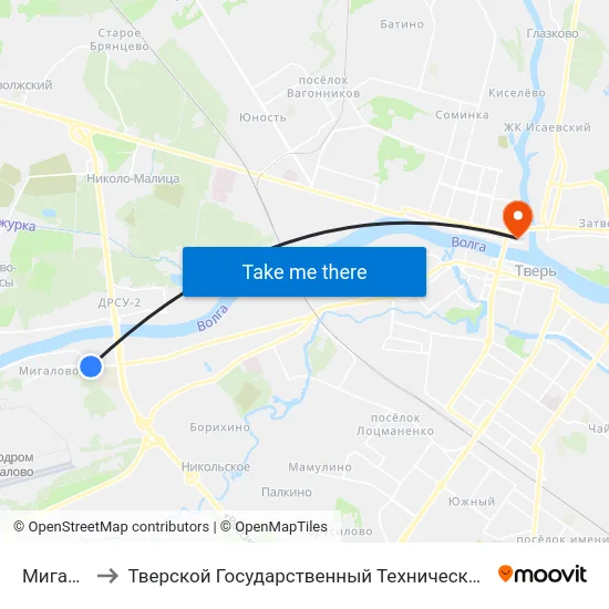 Мигалово to Тверской Государственный Технический Университет map