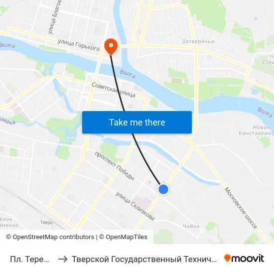 Пл. Терешковой to Тверской Государственный Технический Университет map