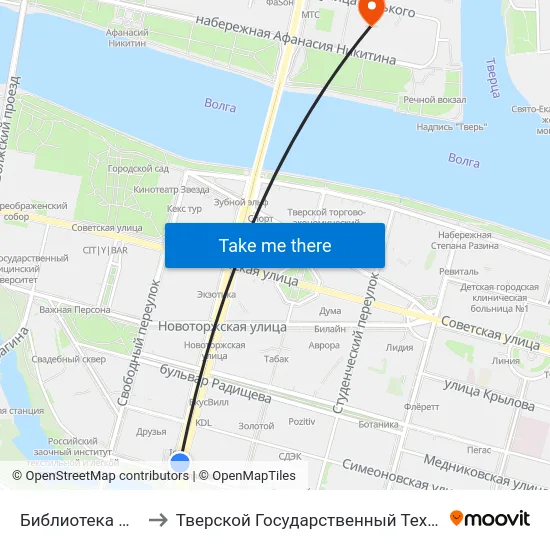 Библиотека Им. Герцена to Тверской Государственный Технический Университет map