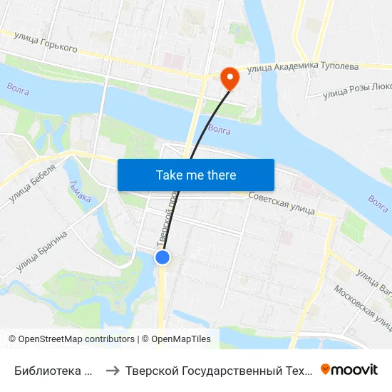 Библиотека Им. Герцена to Тверской Государственный Технический Университет map