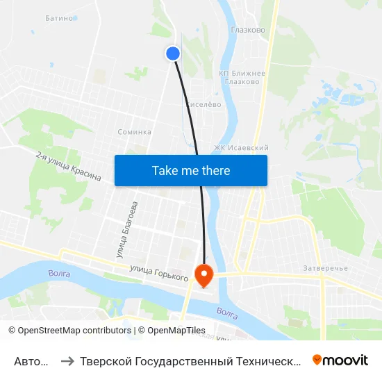 Автоюаза to Тверской Государственный Технический Университет map